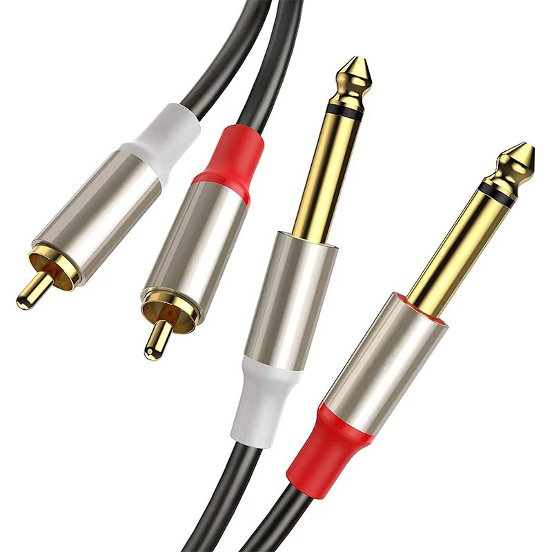 ZHIDELI RCA to 1/4 Cable (6 ft), Gold-Plated Audiophile Dual 1/4 inch TS Mono to Dual RCA Unbalanced Stereo Patch Cords Audio Interconnect Cable