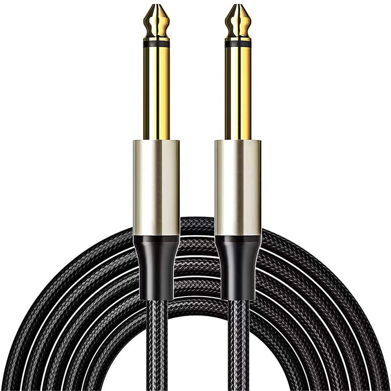 ZHIDELI 6.35mm Instrument Cable 10Ft,Silver Color Premium 6.35mm Mono Jack 1/4" TS Cable Unbalanced Guitar Patch Cords/Instrument Cable Male to Male with Zinc Alloy Housing and Nylon Braid(10Ft/3M) For Electric Guitar, Keyboard, Electronic Drum, Microphone, Amplifier, and Electronic Instruments
