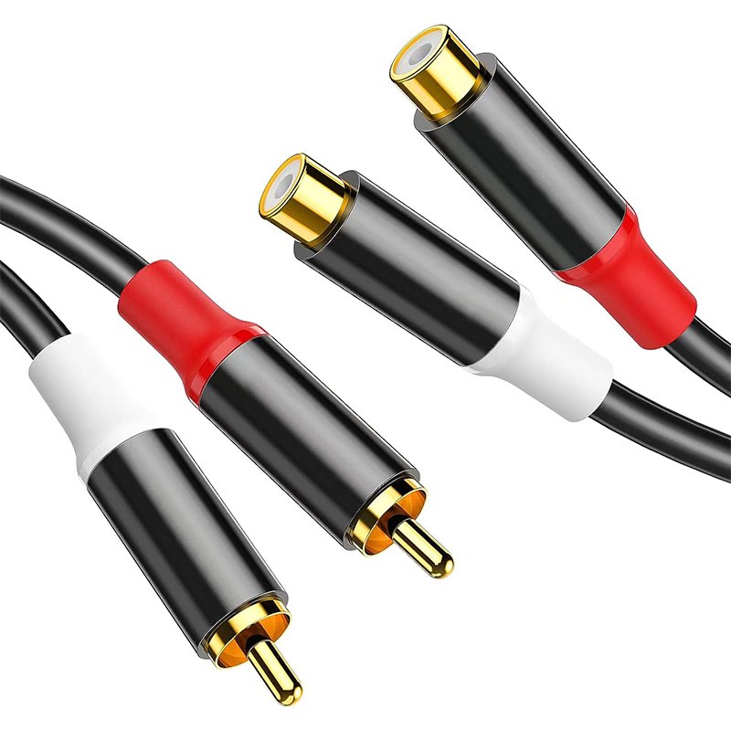 ZHIDELI RCA Extension Cable(6 ft/2 m), RCA 2 Male to RCA 2 Female Splitter Cable, [Gold-Plated & Hi-Fi Sound] RCA Extension Stereo Audio Cable for Amplifiers, Speakers, Home Theater Systems