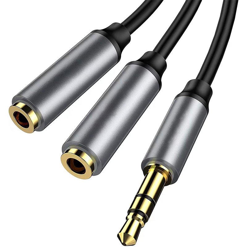 Zhideli Headphone Splitter 3.5mm Audio Stereo Y Splitter Aux Extension Cable Male to Female Dual Headphone Jack Adapter for Earphone Compatible with iPhone 16/15 Plus Pro Max, iPad Air Pro, Galaxy S24/23 Ultra, Pixel 7/6 and More